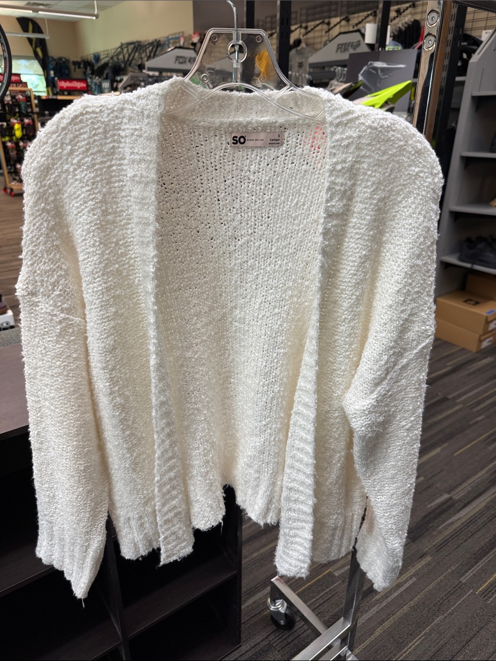 SO White Open-Front Women's Sweater Cardigan, Size small